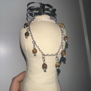 NWOT Chic Silver and Tigers Eye Beaded Bracelet